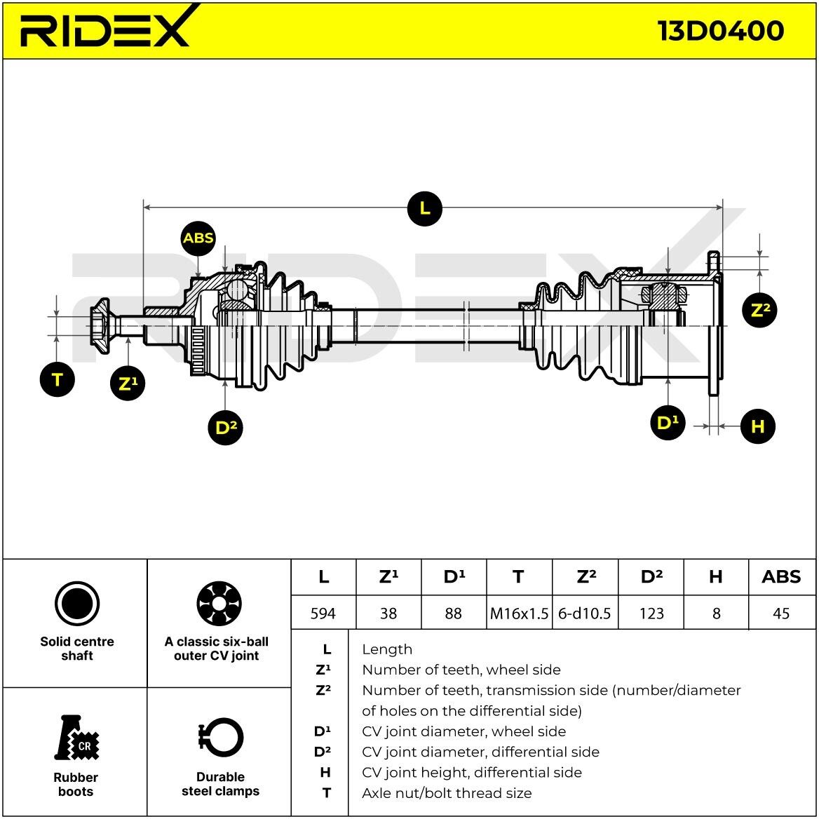 RIDEX 13D0400 Drive shaft