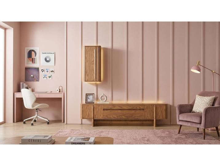 JVmoebel Wohnwand TV board Wandschrank Stil modern braun Wohnzimmer geräumig praktisch, (2-St., 2-tlg)