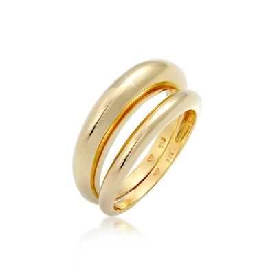 Ring-Set ELLI PREMIUM "Ring Bandring Basic Klares Design 2er Set 925 Silber" Gr. 56, gold, Fingerringe, Damen, 56, ohne Stein, Silber 925 (Sterlingsilber), 5mm