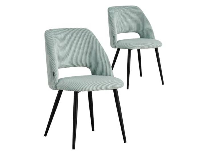 B&D home® Esszimmerstuhl Vicky 2er Set – Polsterstuhl aus hochwertigem Kordsamt in blau, ergonomisch & stabil, Metallbeine Schwarz, modern Industrial Design für Esszimmer, Küche & Büro