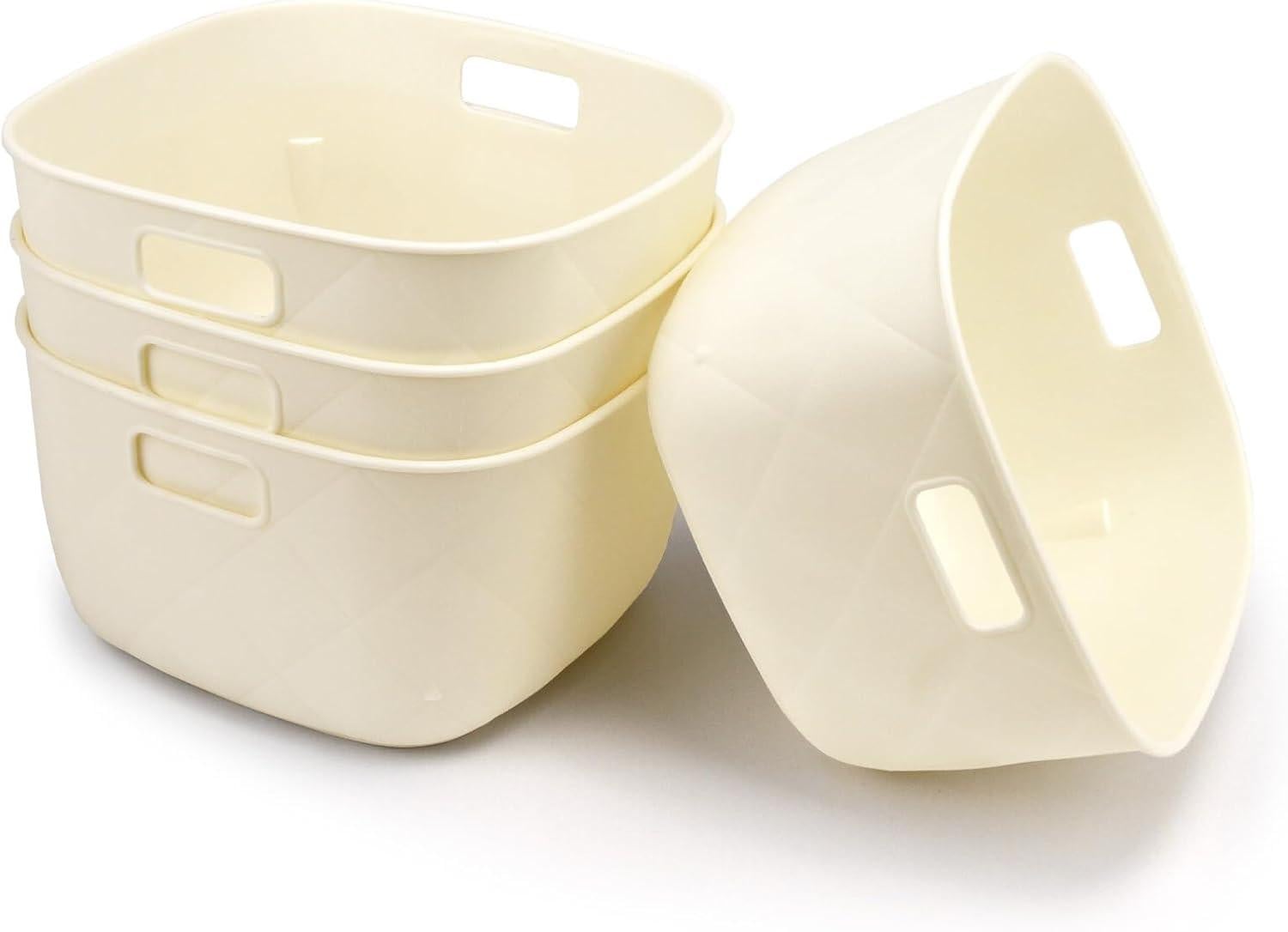 Set van 4 beige kunststof opbergboxen van Solid voor in de keuken of badkamer