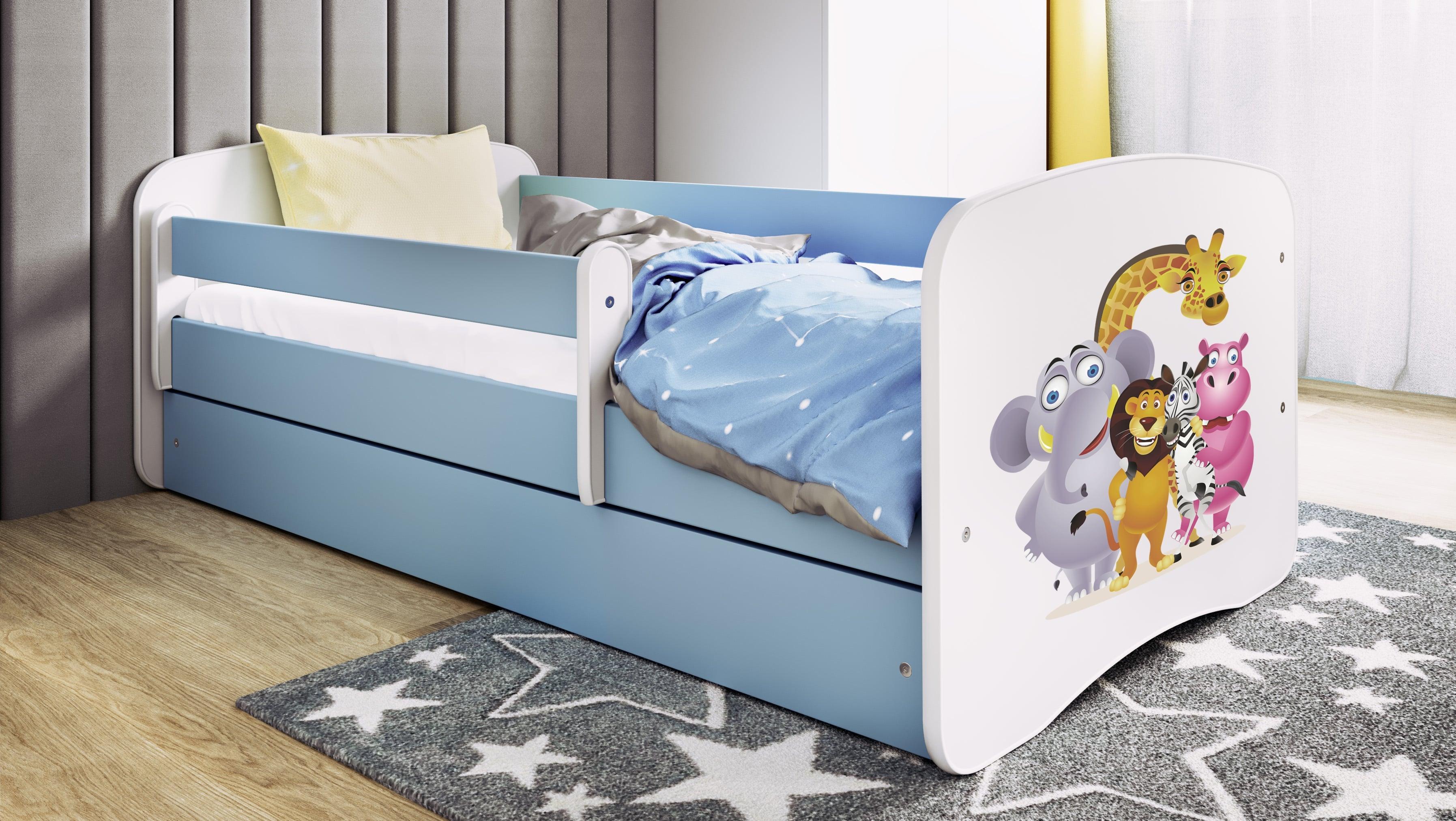 Kinderbett Jugendbett Zoo 70x140, 80x160, 80x180 cm - Komplettset mit Schublade & Rausfallschutz