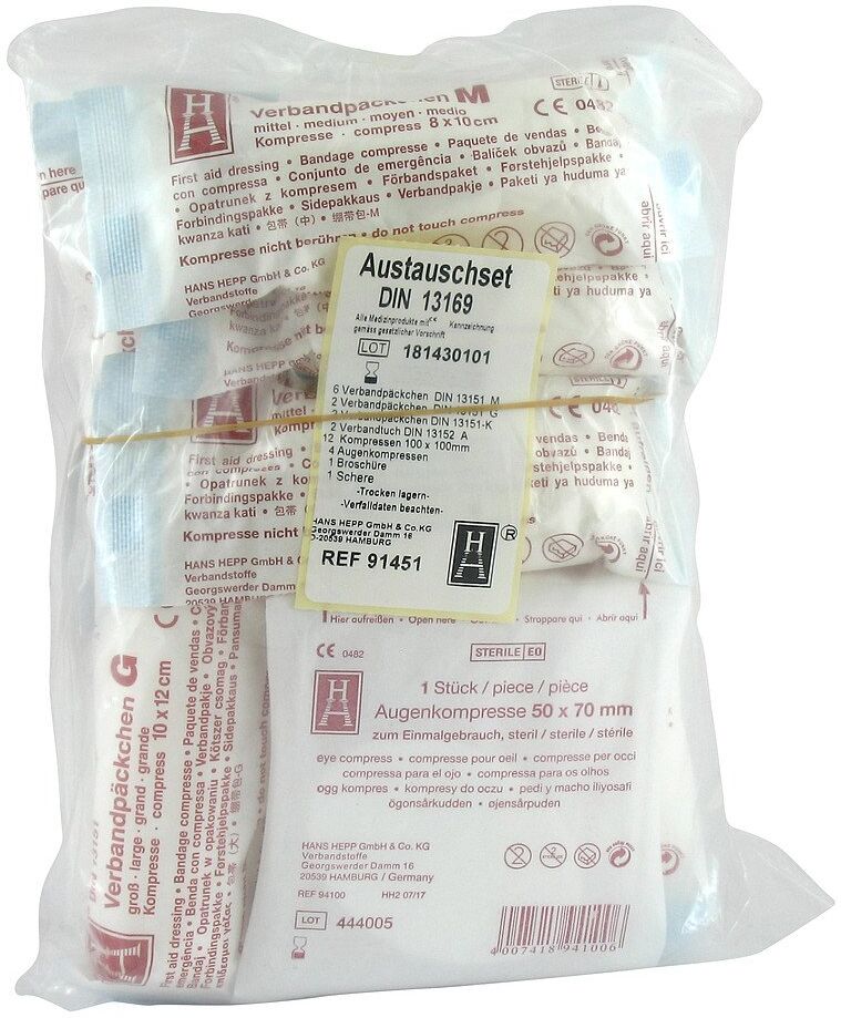 Verbandkasten Nachfüllpackung set für sterile Prod.13169-e