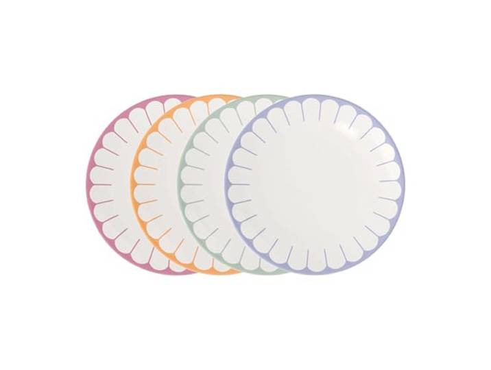 Villeroy & Boch - Fleur Couleur Frühstücksteller-Set 4-teilig, Dessertteller, Kleine Teller für Frühstück, Desserts & Snacks, Kuchenteller, Spülmaschinenfest & Mikrowellensicher, Premium Porzellan