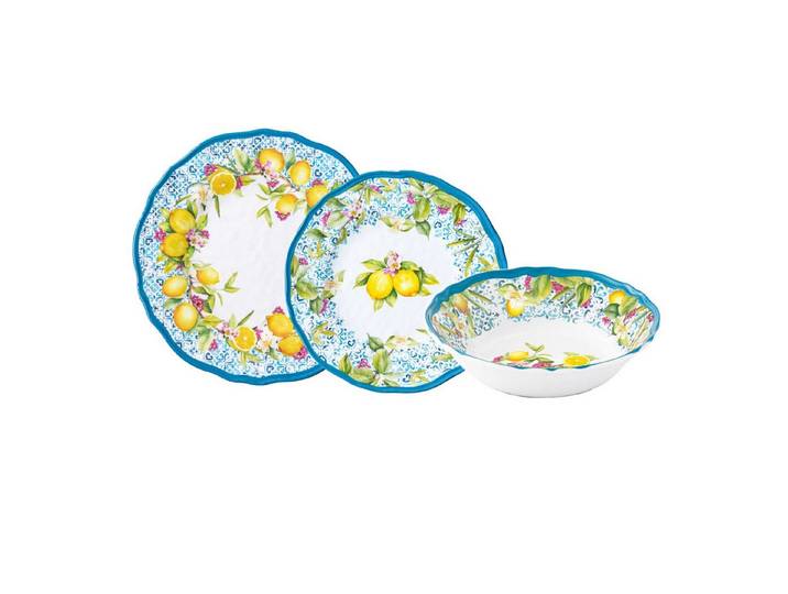EasyLife Tafelservice Ischia, Melamin, Spülmaschinengeeignet, Mehrfarbig, Zitronen, H: 1.5cm