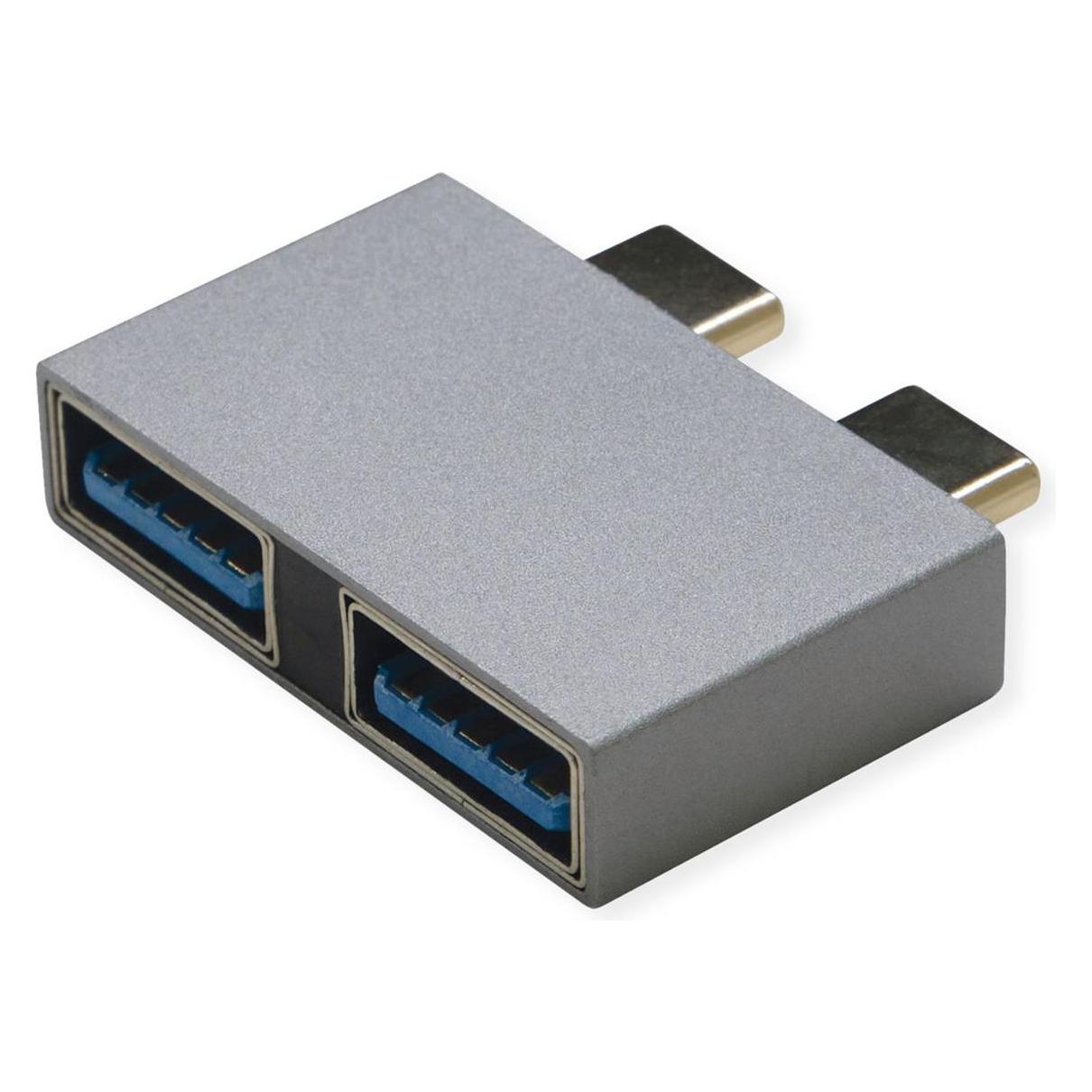 Roline USB3.2Gen2 Adapter, 10Gbit/s, 2xC(ST) - 2x A(BU), 3A (USB-A, USB-C) (12.03.2947)