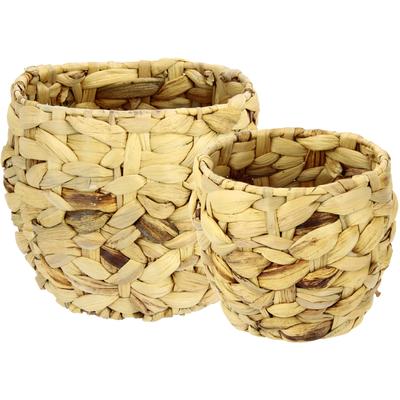 Übertopf I.GE.A. "Aus Wasserhyazinthe", beige (natur), B:19,5cm H:17cm, Geflecht Wasserhyazinthe, Metall, Pflanzgefäße, 2er Set, Pflanztöpfe aus Wasserhyazinthe