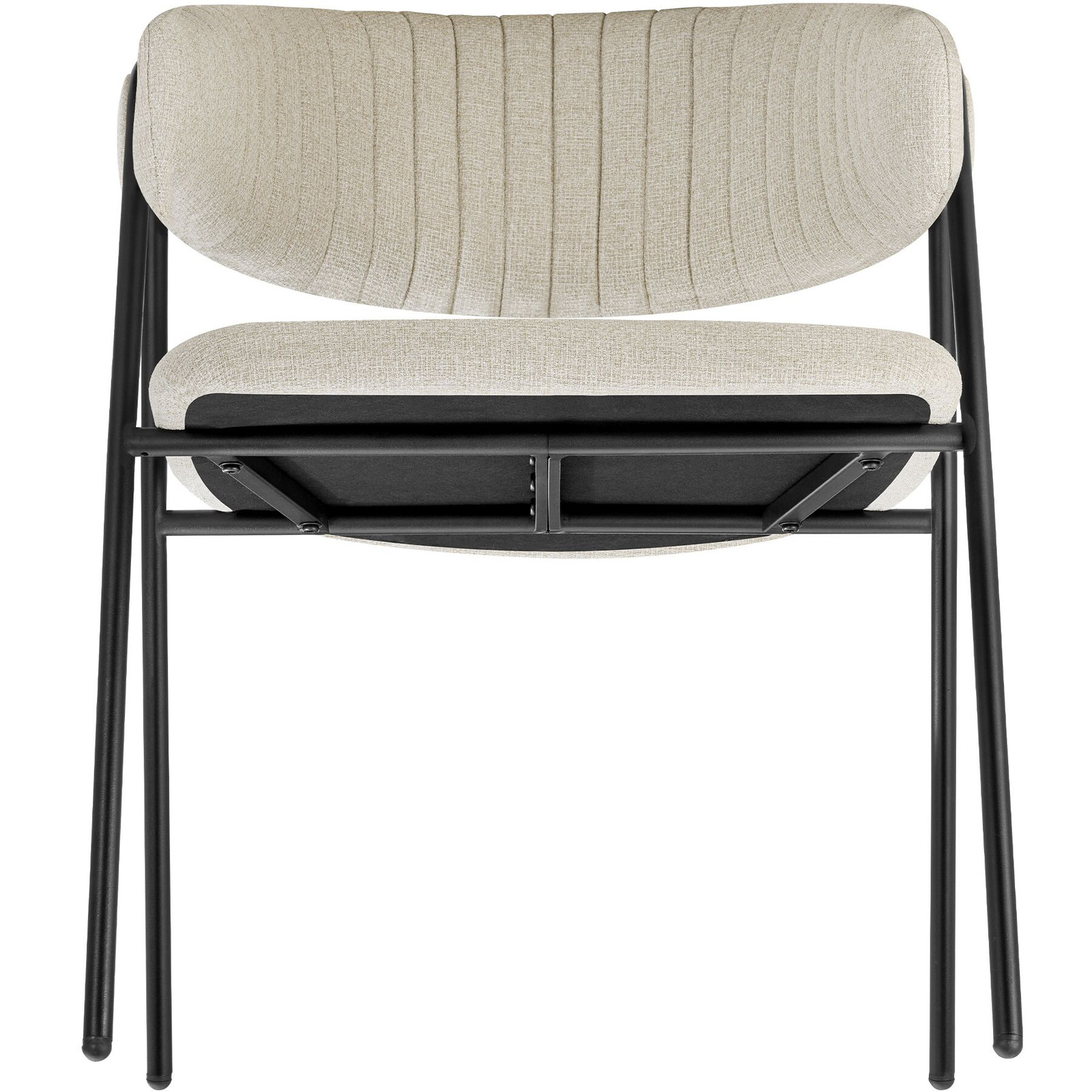 Set van 4 Eetkamerstoelen Bedano, gestoffeerd met geweven stof, greige