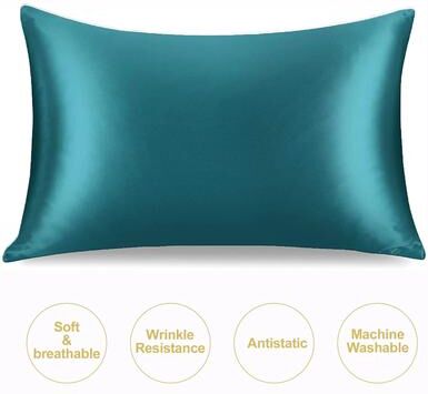 Inspired Finds JuwenSilk Mulberry Silk Pillowcase Standard & Queen Natural Silky Satin Pillow Cover teal king 19.69x36.22in