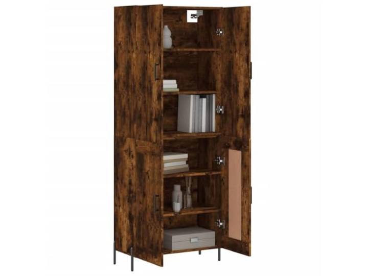 KTHLBRH Anrichte Eiche Rauch 69,5 x 34 x 180 cm Holz mehrschichtig Metallfüße, großer Stauraum, Türen zum Verstecken von Gegenständen, Montage erforderlich