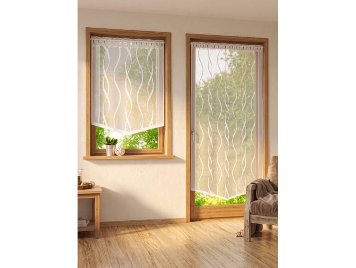 Fenster- und Türbehang „Welle , Weiss, Größe 318 (Fensterbehang H100xB60 cm)