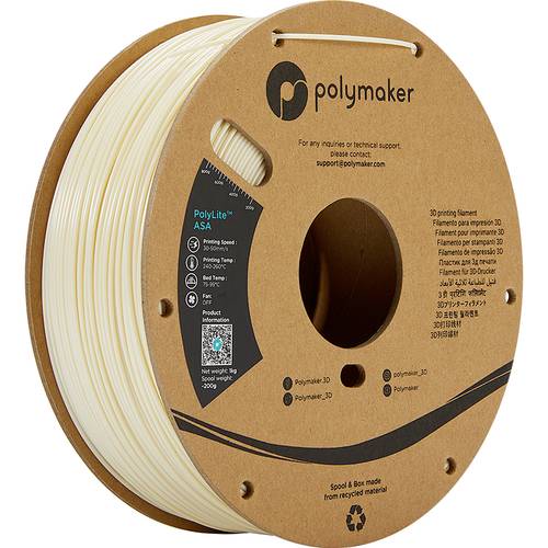 Polymaker PF01006 Natural Filament ASA UV-beständig, witterungsbeständig, hitzebeständig, schlagfest 1.75mm 1000g Natur PolyLite