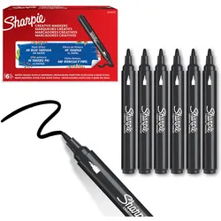 Sharpie, Marker, - Creative Marker Acrylic Paint Pens - Bullet Tip Water-Based Paint Markers - Black - 6... (6x)