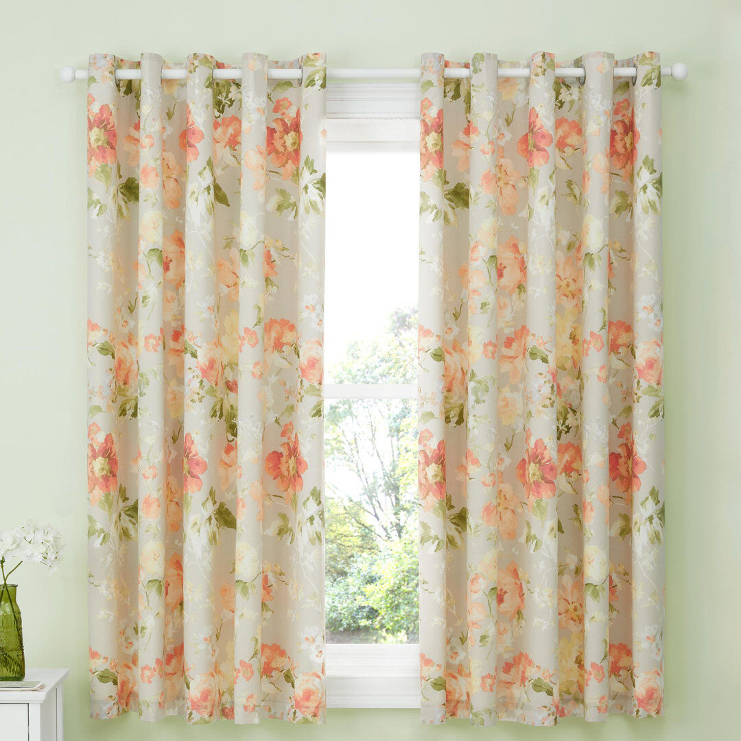 Lark Manor Flourette 52% Polyester (Recycled) 48% Cotton Semi-Sheer Curtain Pair Natural 84cm W
