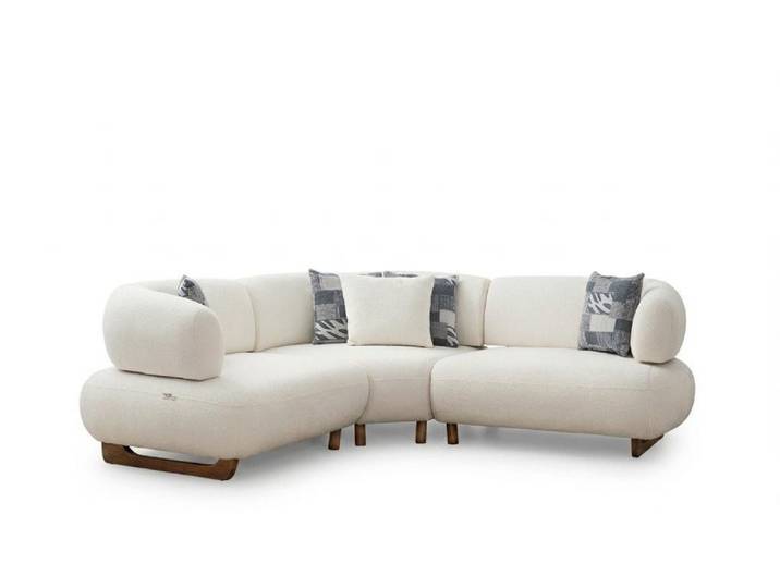 Xlmoebel Ecksofa Beige-weißes modulares Ecksofa in L-Form für modernes Wohnen, 1 Teile, Made in Europa