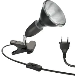 ledscom.de E27 Klemmleuchte LIK, schwarz inkl. PAR38 LED Reflektor-Lampe schwarz 1379lm weiß