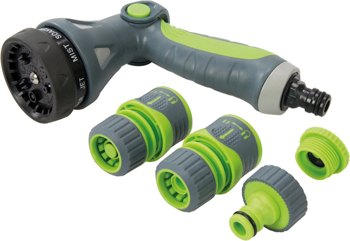 Silverline Spuitpistool met 9 spuitpatronen en softgrip handvat, 5-delig