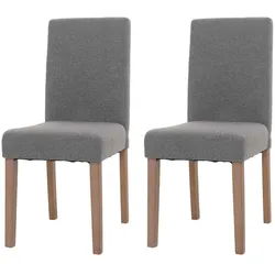 CHEFGASTRO 2er-Set Esszimmerstuhl klassisch und zeitlos HxBxT 90x42x50cm Sitzhöhe 47cm Stoff/Textil Bouclé Holz naturfarbene Beine Grau