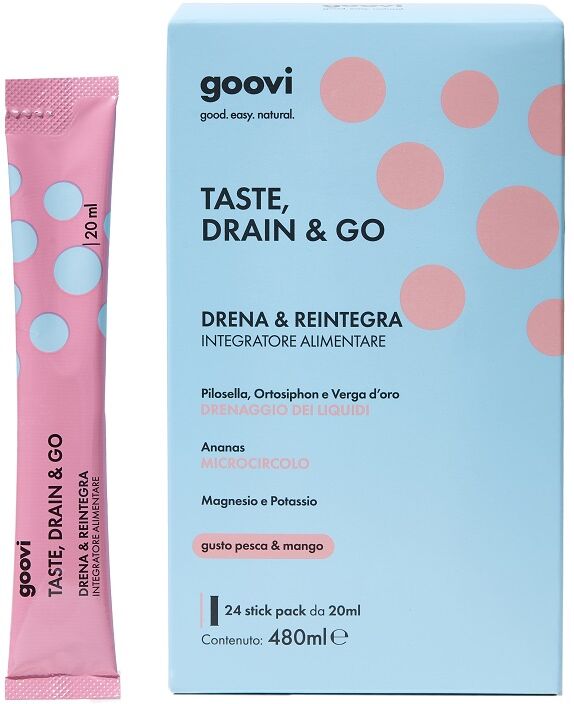 THE GOOD VIBES COMPANY Srl Goovi Taste Drain & Go Pesca e Mango, 24 Stick