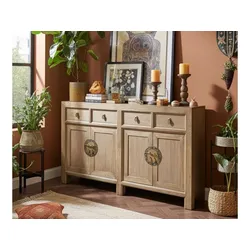OPIUM OUTLET Asia Möbel Kommode Schrank Sideboard Hochzeitsschrank 31196 natur-braun Landhaus-Stil asiatisch chinesisch orientalisch