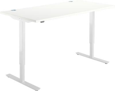 Schreibtisch Start Off, elektrisch höhenverstellbar, Rechteck, T-Fuß, B 1600 x T 800 x H 755-1255 mm, weiß