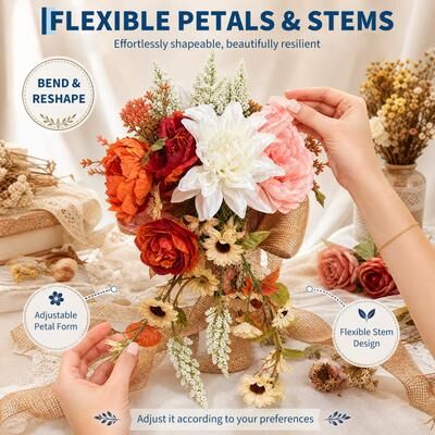 Garvee GRVEE Wedding Artificial Flowers Set with Bouquet Corsage Boutonniere,Premium Silk Fabric Bridal Bouquet, Corsage
