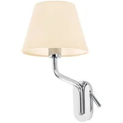 Faro Wandleuchte ETERNA E27, IP20, Leser links, chrom, beige FAR-24007-11