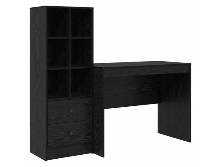 Noir Table de travail - Bureau 1 place - avec tiroir 2 pcs - Chêne noir m2284