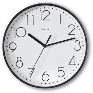 Hama Wanduhr Salina, Kunststoff, analog, Quarzuhr, Ø 22 cm, schwarz, lautlos