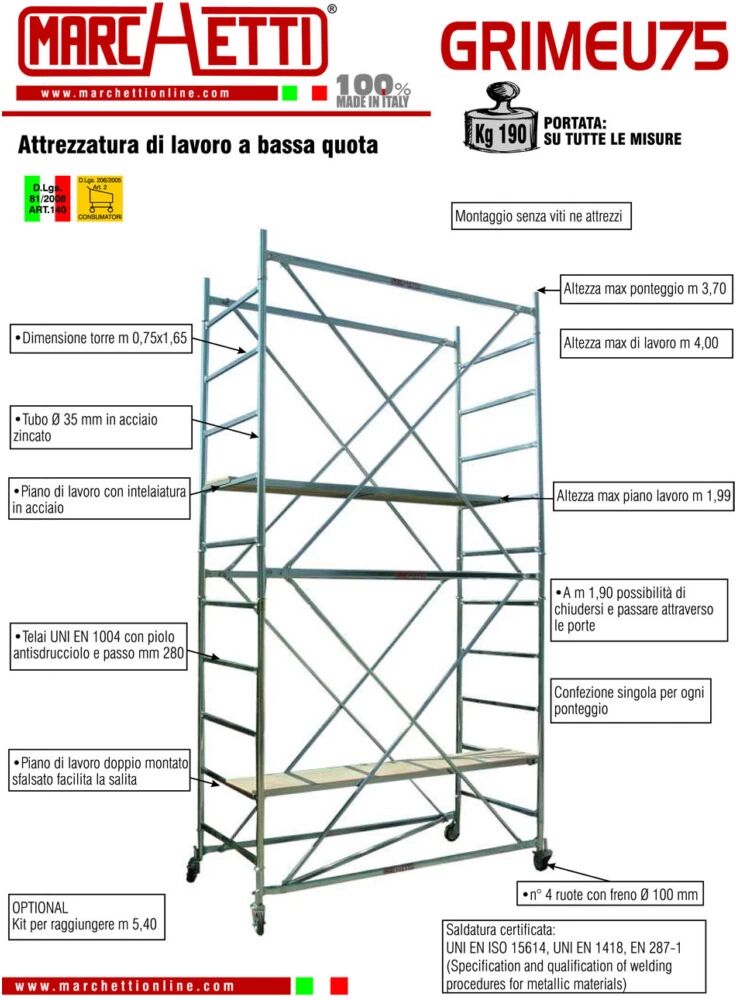 Marchetti PONTEGGIO 75 75X165X370