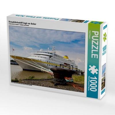 CALVENDO Puzzle Kreuzfahrtschiff liegt vor Anker | 1000 Teile Lege-Größe 64x48cm Foto-Puzzle für glückliche Stunden