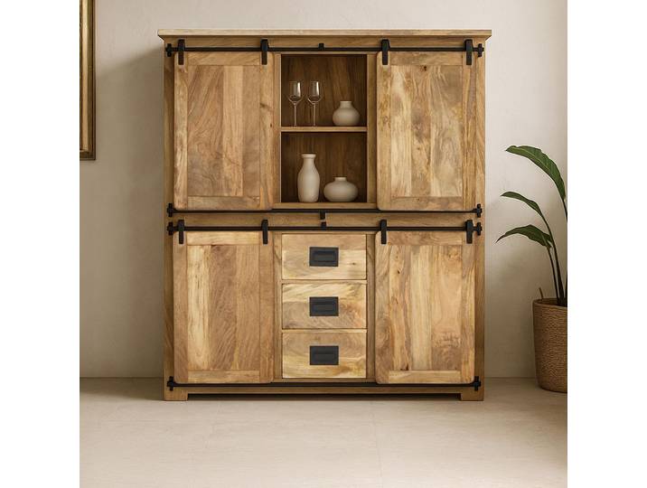 Vaisselier industriel en bois et métal 150 cm - Paris