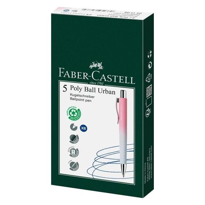 Faber-Castell Poly Ball Urban XB Kugelschreiber (5 Stück) Blau (5x) (54621760)