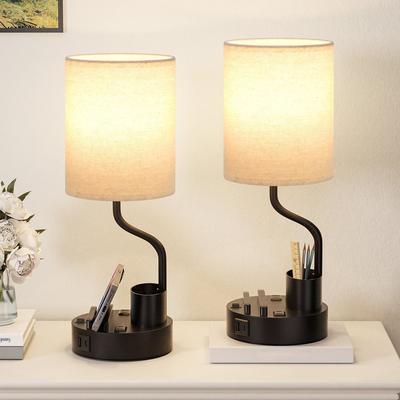 Value Selection 3 Level Bedside Table Lamps With USB Charging Station And Phone Stand Set Of 2 3 Level Bedside Table Lamps With USB Charging Station And Phone Stand Set Of 2