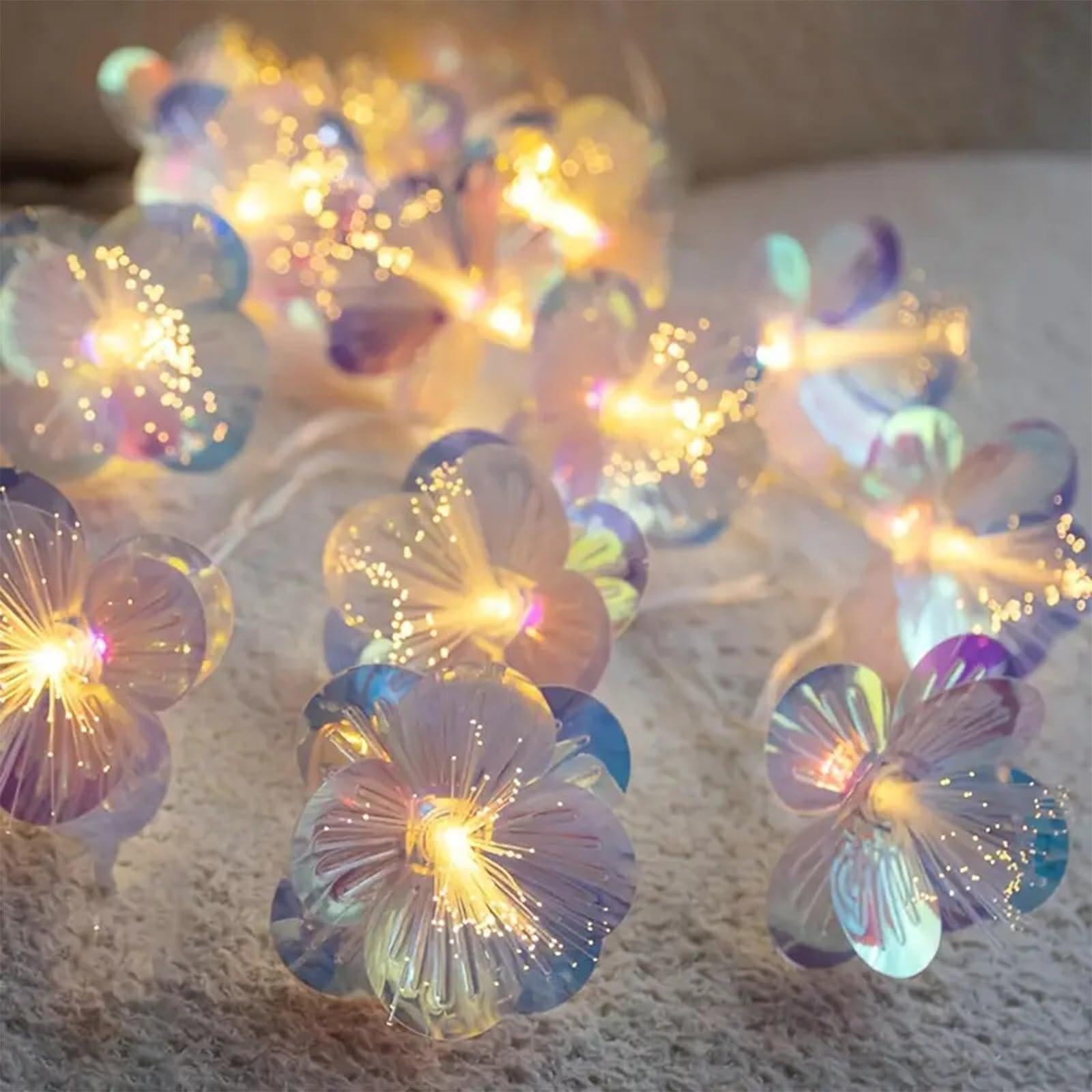 Dripio Lichtslinger met bloemenmotief en 10 LED's in warm wit licht, 1,5 meter