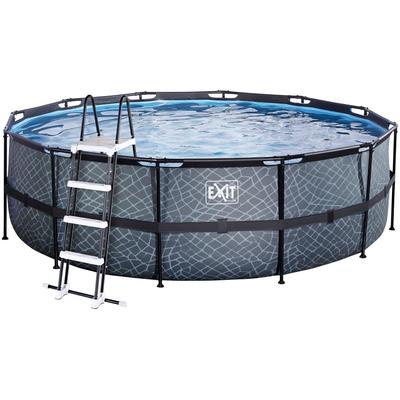 Framepool EXIT "inkl. Sicherheitsleiter", grau, H:122cm Ø:450cm, Schwimmbecken, ØxH: 450x122 cm, mit Sandfilteranlage