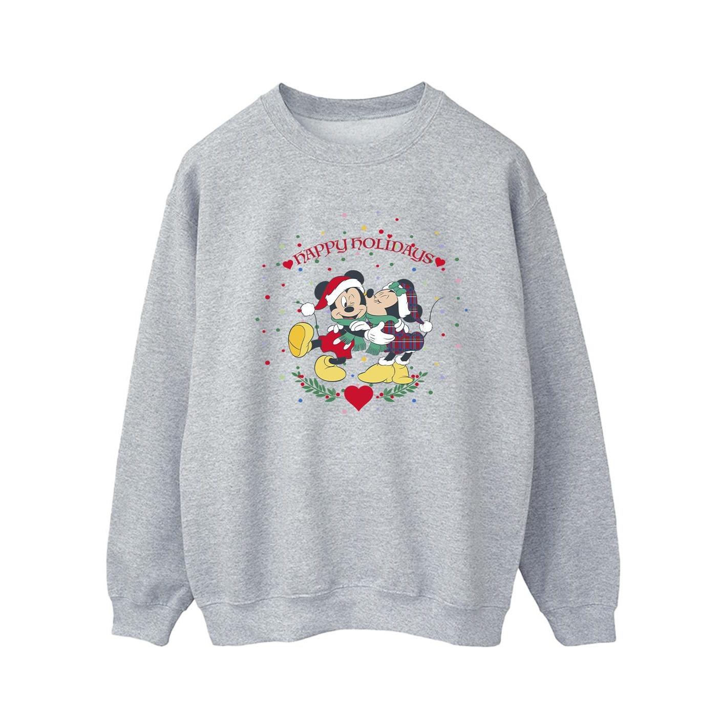 Disney Heren Mickey Mouse Mickey Minnie Kerstmis Sweatshirt (Sportgrijs)
