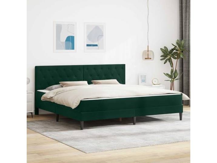 LPERTGFHU Bettgestell mit Matratze 180 x 200 cm Dunkelgrün Samt Stauraum Inklusive Lattenrost, Stabiler Sperrholzrahmen, Bequemes Kopfteil