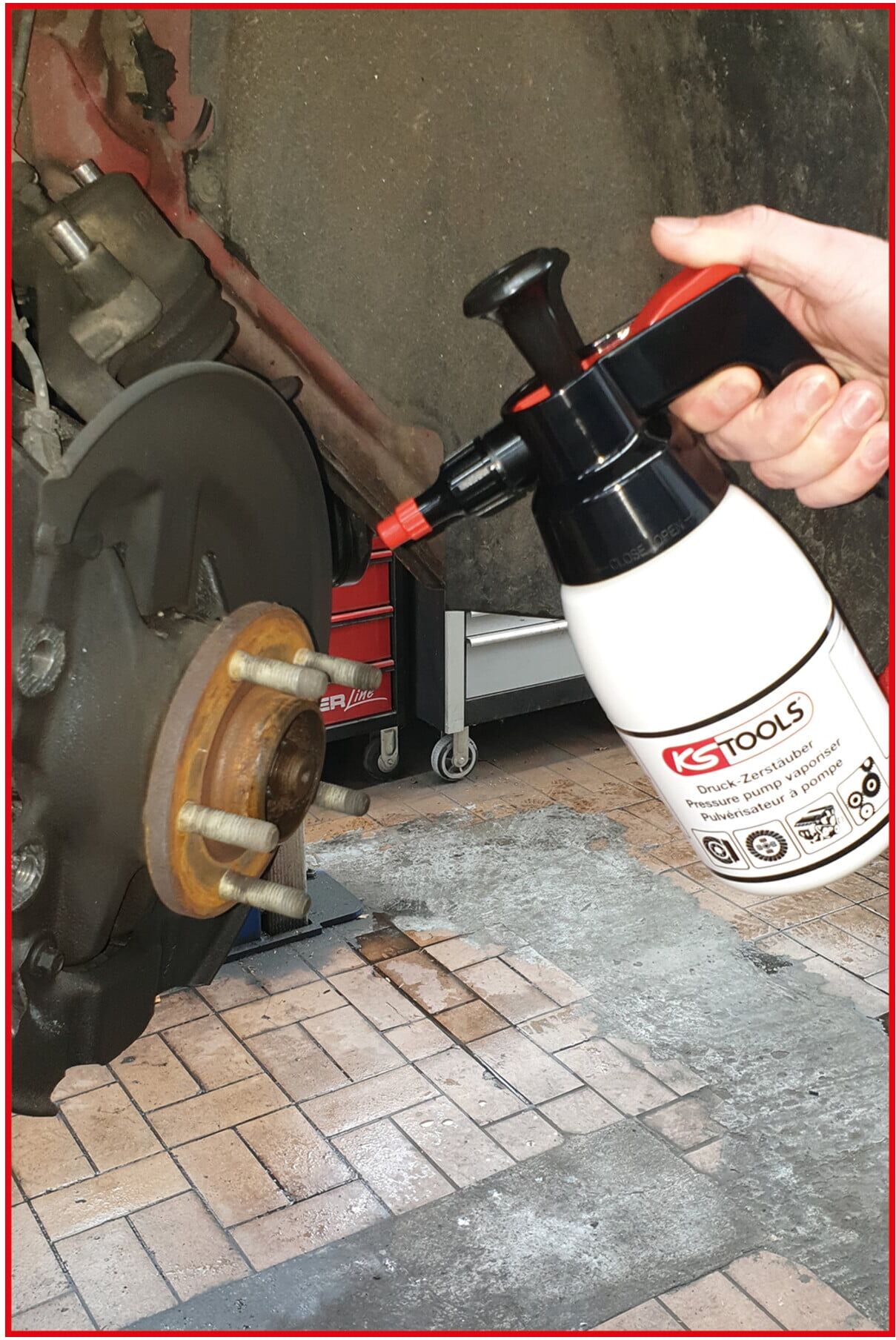 KS Tools Pumpsprühflasche für Bremsenreiniger, 1 l (150.8258)