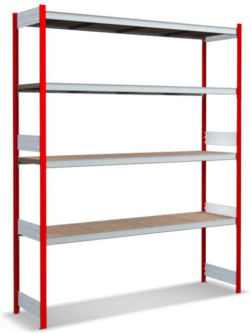 Bito Grand rayonnage Grundfeld Set / 350kg 2499x2066x524 Panneau de particules 4 niveaux RAL3000 (C1255-0034)