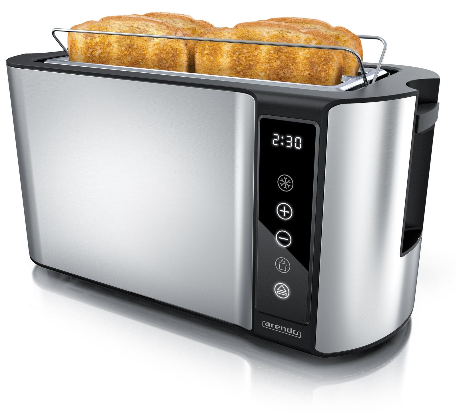 Arendo broodrooster voor 4 boterhammen met lange gleuven, 1500 W, zilverkleurig