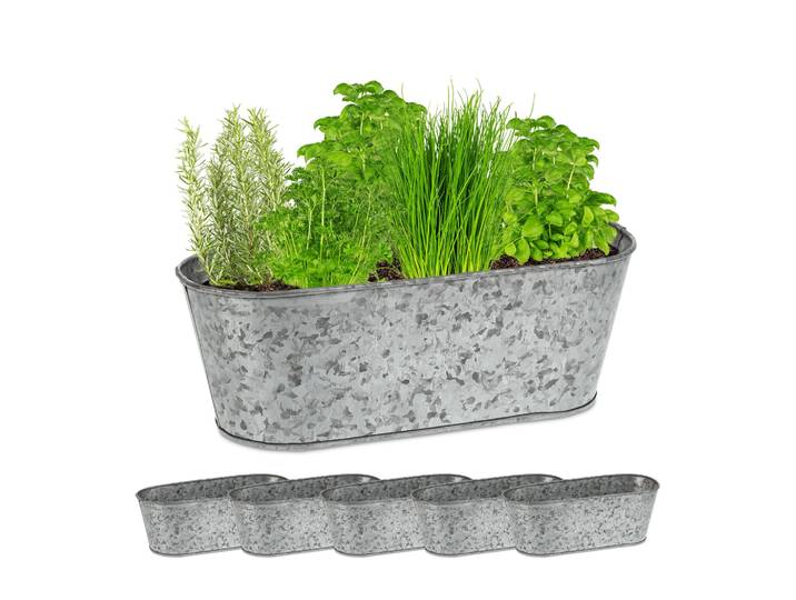 Zinkwanne oval 6er-Set Silber