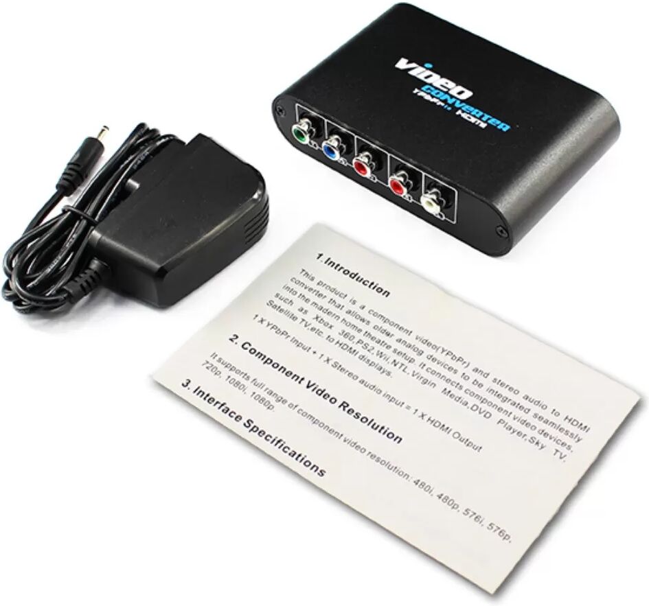 INF Convertisseur YPbPr vers HDMI - Adaptateur vidéo composante vers HDMI, scaler 1080P avec boîtier en aluminium