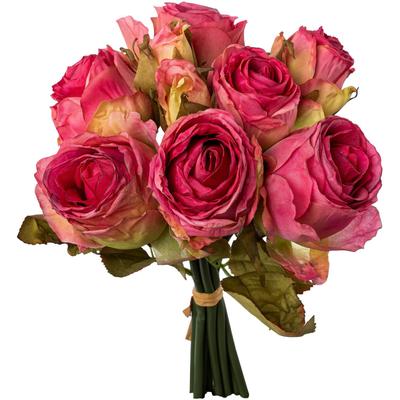 Kunstblumenstrauß CREATIV GREEN "Rosenbouquet", beige (creme), H:29cm Ø:15cm, Polyester, Kunstpflanzen