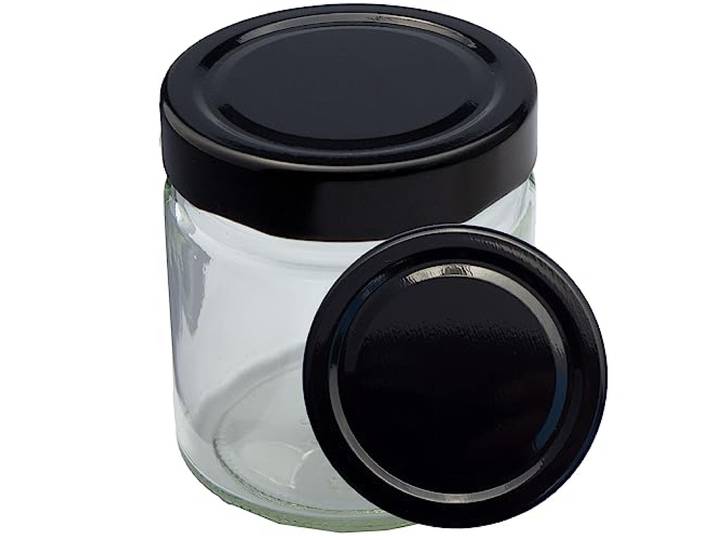 Deep-Twist-Off Honigglas mit Metalldeckel 250g Schwarz 1 Paket (96 Stk)