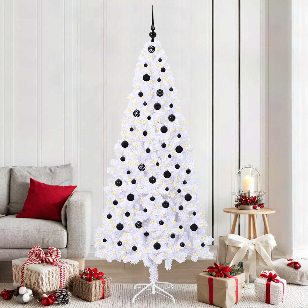 Metro Lighted Artificial Christmas Tree Black 210cm H