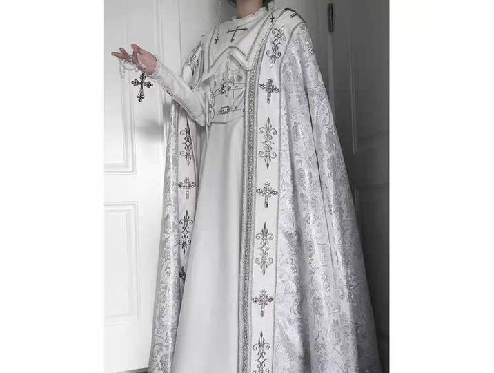 Coalfell robe de soirée blanc gothique nonne Lolita robe ClaOP magnifique cape Cos longue robe Halloween