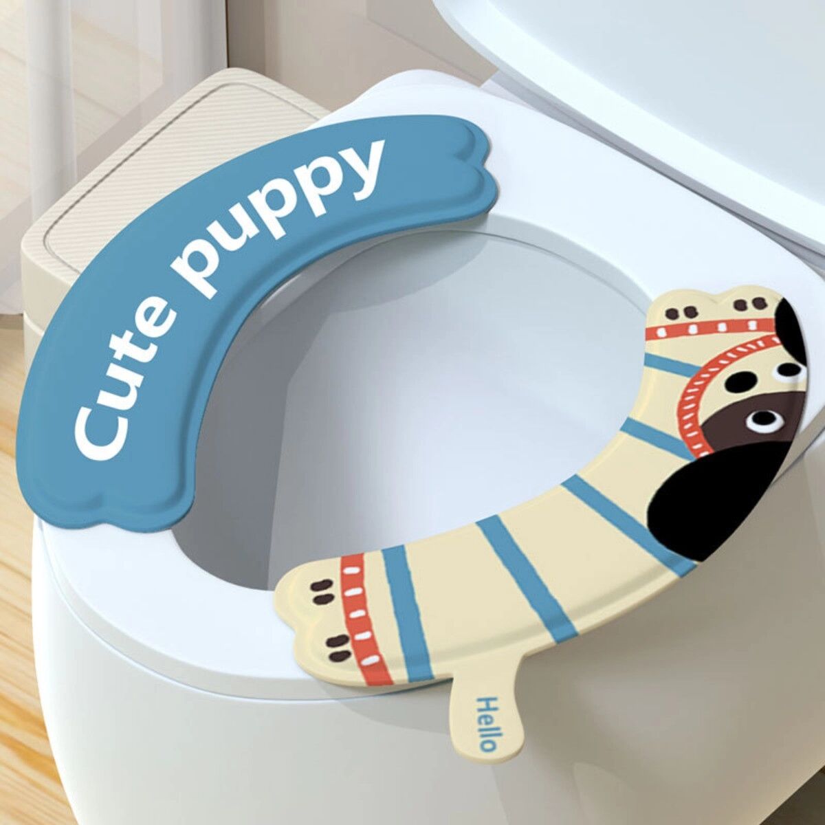 INF Toilettensitzpolster mit Griff (EVA) - wasserdicht, selbstklebend, universal, Blau/Navyblau, 2er-Set