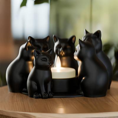 Multisell Products Hub Creative Black Kitten Ornament, Bedroom Decoration Black Cat Candle Holder Creative Black Kitten Ornament, Bedroom Decoration Black Cat Candle Holder