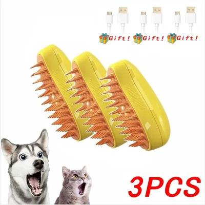 Uplift Picks 3 In 1 Steam Pet Grooming Brush For Cats And Dogs yellow (3 Pcs)